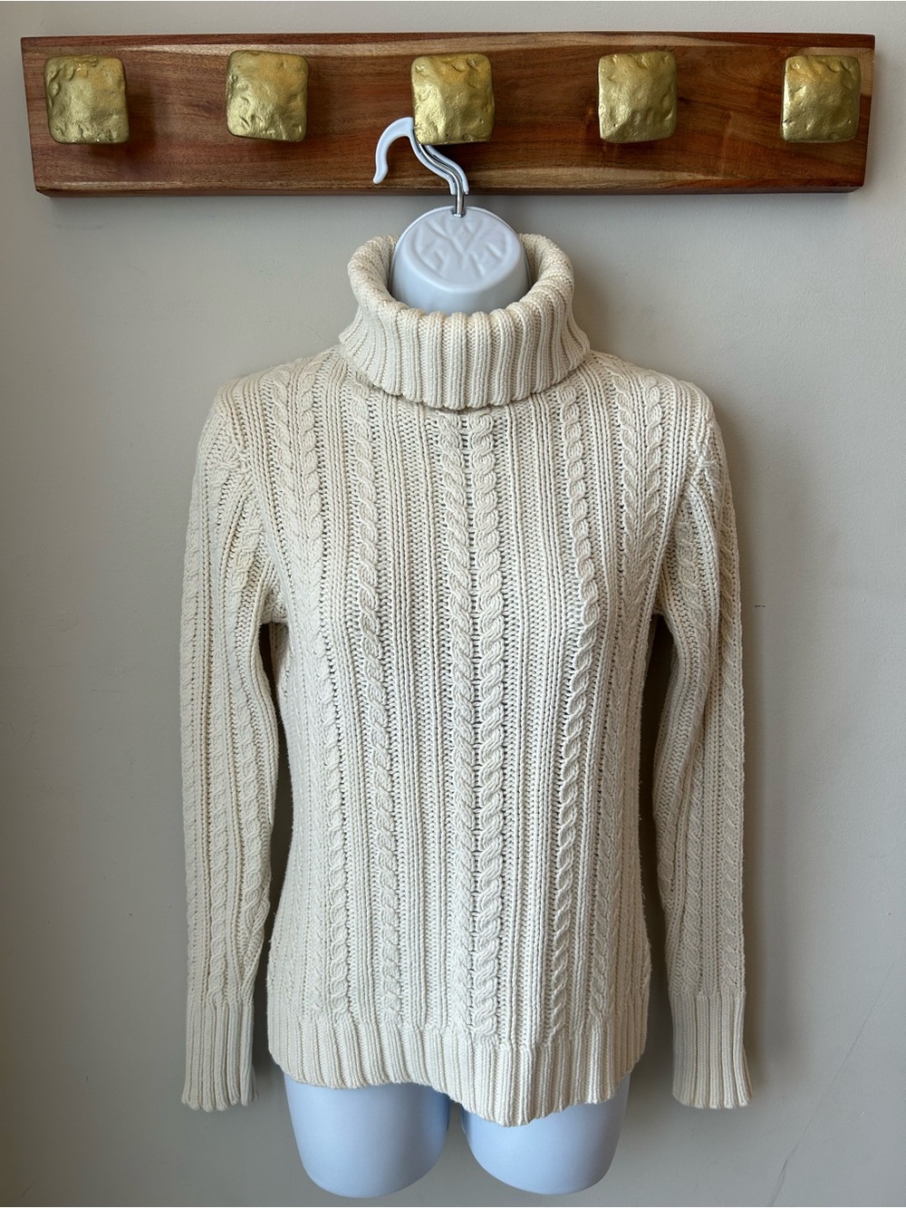 VINTAGE Gap EUC Turtleneck Cable Knit Sweater - Cream - Coastal Grandma